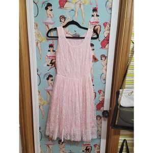 S/XS vintage pink lace dress 34-24